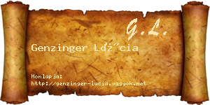 Genzinger Lúcia névjegykártya